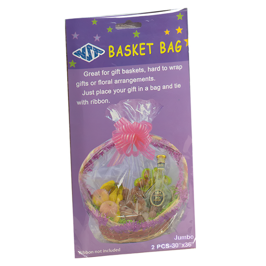 1253-Clear Jumbo Basket Bags 2 Pcs