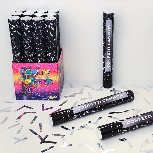 4387-SILVER | 2" x 16" | PAPER CONFETTI POPPER | SILVER
