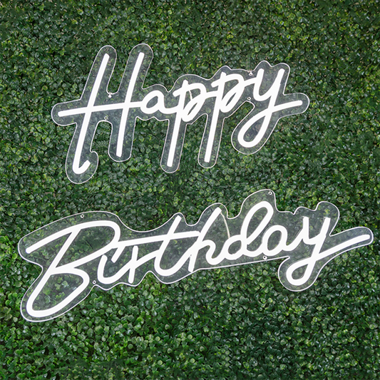 5604-WHITE | Neon Sign | "Happy Birthday"