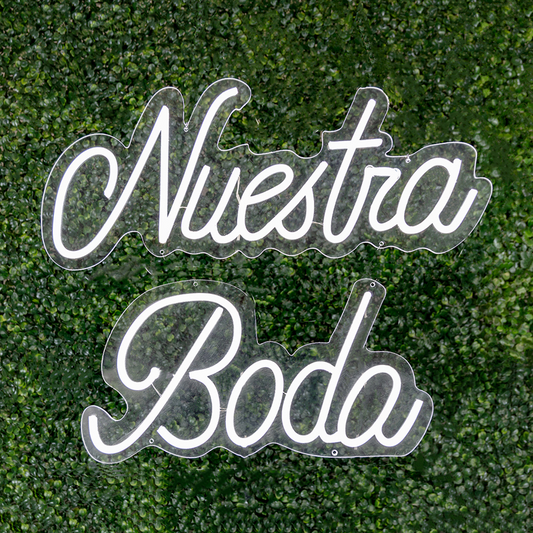 5607-WHITE | NEON SIGN | "NUESTRA BODA"