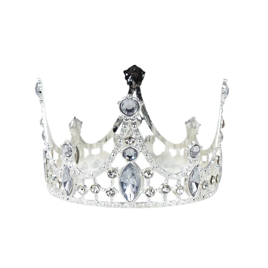 4660-SILVER  3.75"D x 2.25"H ALLOY CROWN W/RHINESTONES