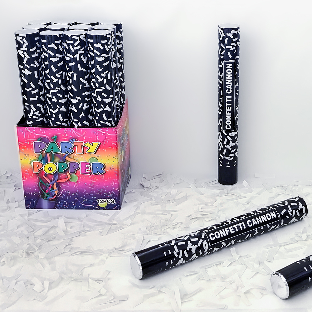 4387-WHITE | 2" x 16" | PAPER CONFETTI POPPER | WHITE