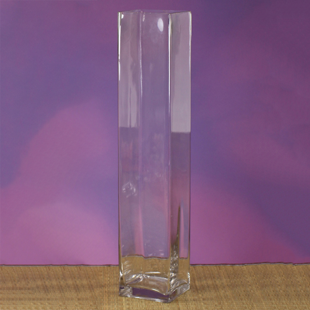 7303-CLEAR | 24"H x 4" | SQUARE GLASS VASE | 1PCS