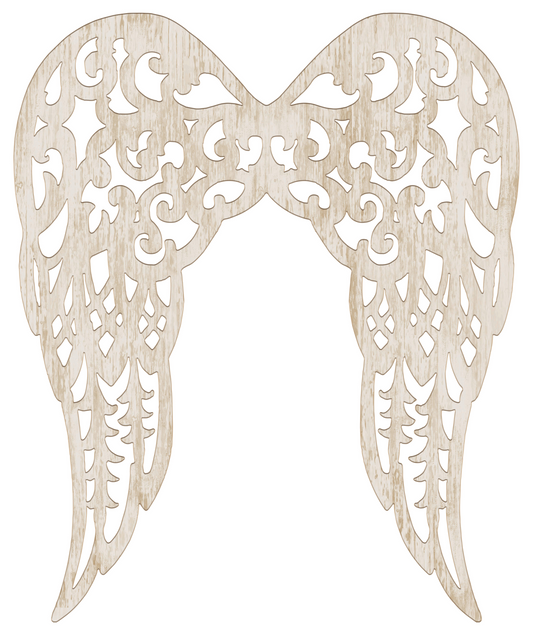 MD153774 | 17.75"Hx14.75"L | Filigree Angel Wings | Antique White