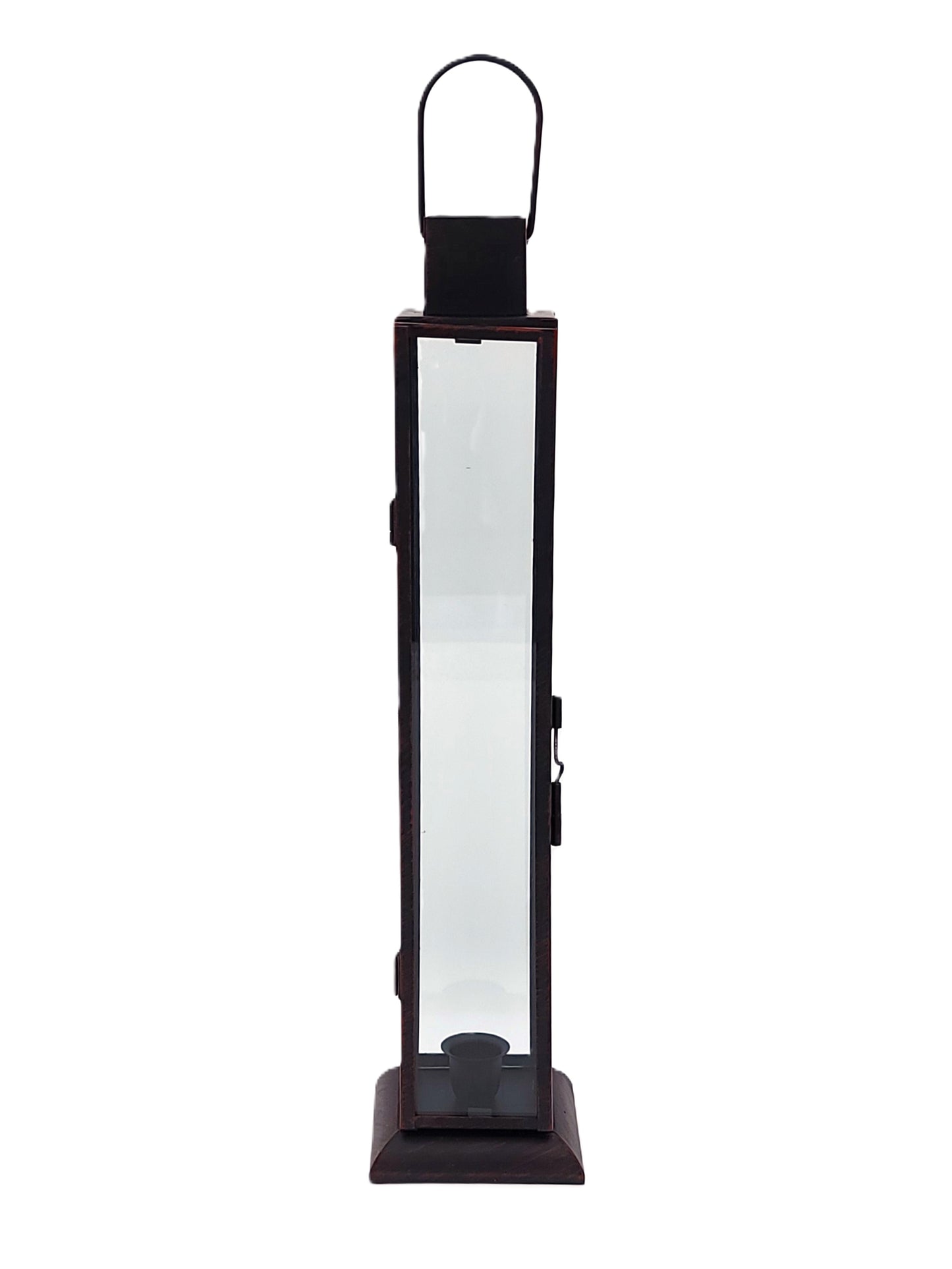 ML2686   15.75"T SQUARE METAL/GLASS SLIM LANTERN