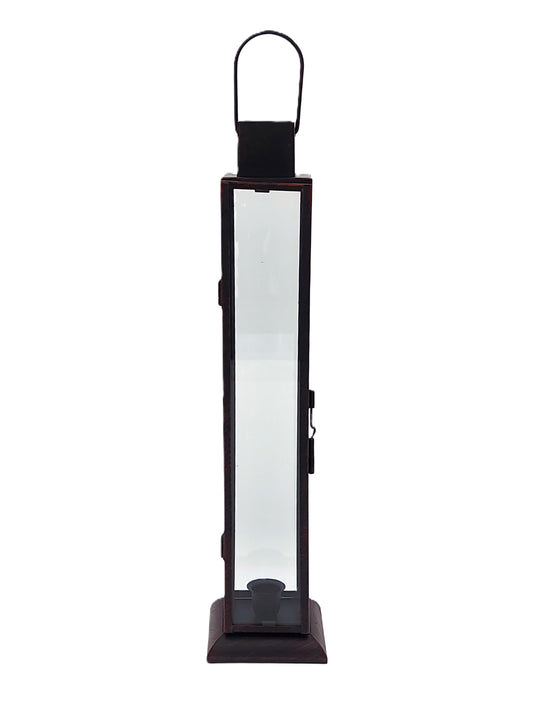 ML2687   21.5"T SQUARE METAL/GLASS SLIM LANTERN