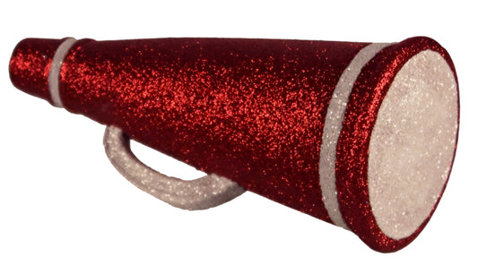 MS1226H3 | 6"L | Megaphone Ornament | Red/White