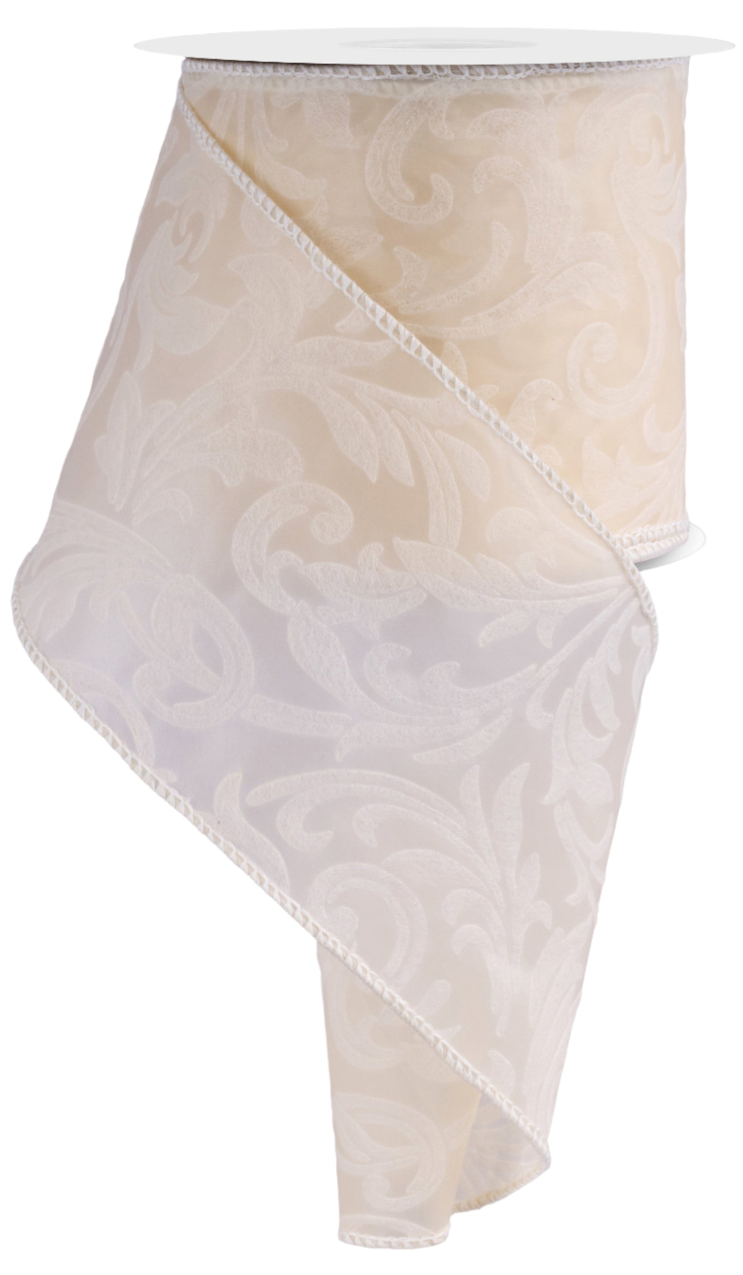 NR2007A8 | 4" | Leaf Filigree | Ivory | 25yd