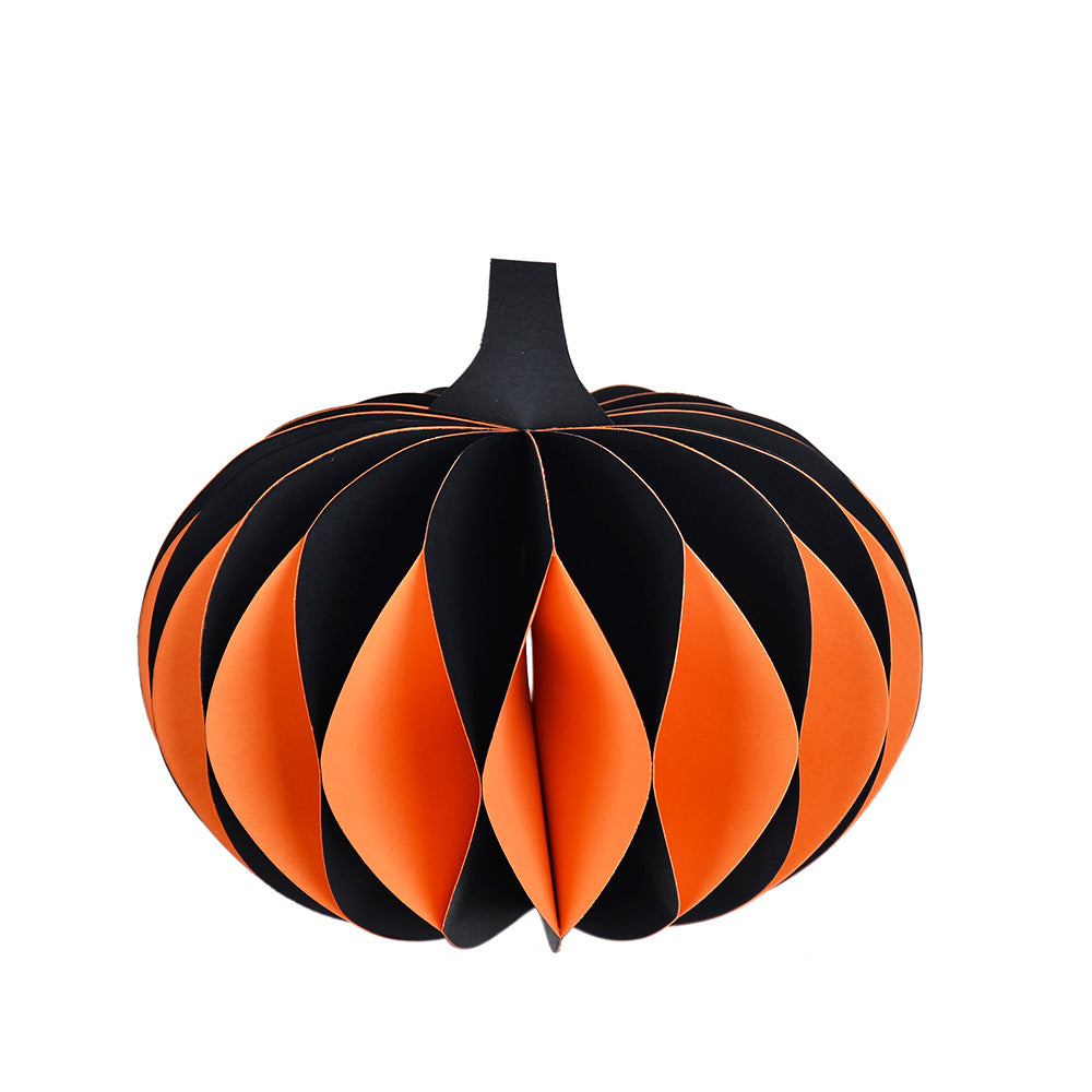 OF04004MT | 8"D x 7" FULL PUMPKIN | BLACK/ORANGE