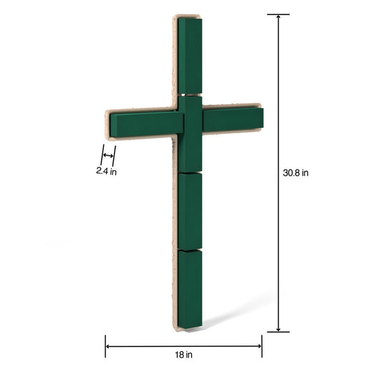 PMWFCR30S1/4 | 30.8"x18"x2.4" | WET FOAM PAPER MACHE CROSS | GREEN
