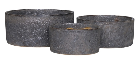 9487AB | 12" | CYLINDER GARDEN | ATLANTIC BLACK | SET OF 3