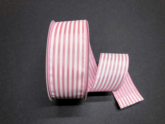 Q501840-577 | 2.5" | PINK SATIN WHITE CABANA STRIPES | 50YD