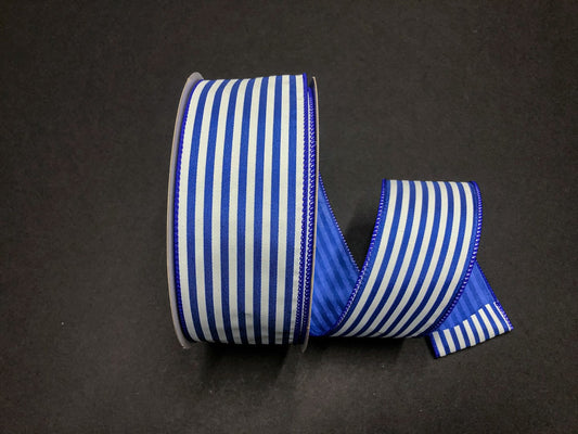 Q501840-588 | 2.5" | ROYAL SATIN WHITE CABANA STRIPE | 50YD