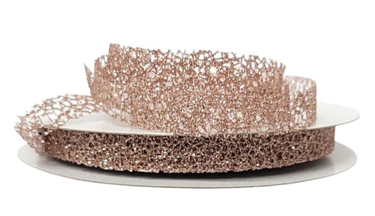 Q631403-26 | 5/8" | Glitter Web | Rose Gold | 25yd