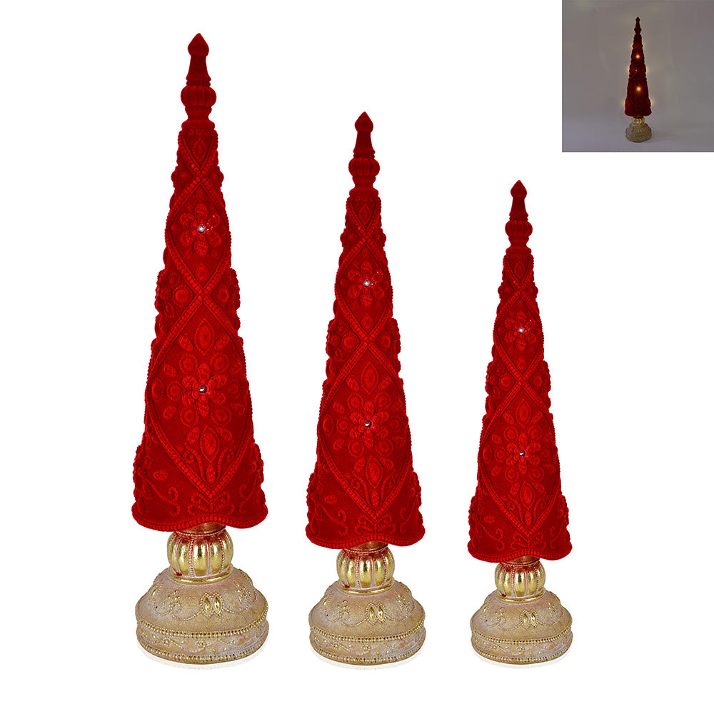 RC04034S3 | Christmas Tree | Red/Gold | 3Pcs/Set