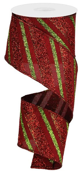 RG0176605 2.5x10yd Diagonal Glitter Stripes - A&B Wholesale Market Inc