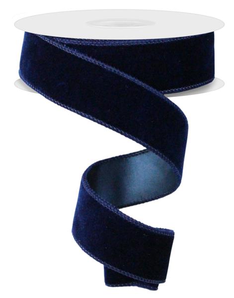 RGE165819 | 1.5" | Navy Blue | Deluxe Velvet/Satin Backing | 10yd