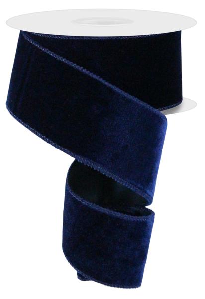 RGE165919 | 2.5" | Navy Blue | Deluxe Velvet/Satin Backing | 10yd