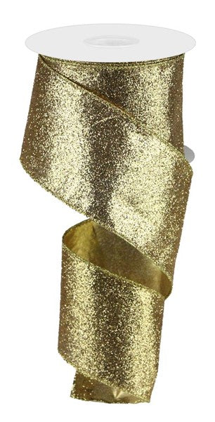 RJ603008 | 2.5" | Gold | Glitter On Metallic | 10yd