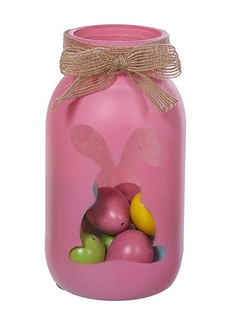 S24013 Glass Bunny Jar W/12 Eggs 3 Asst