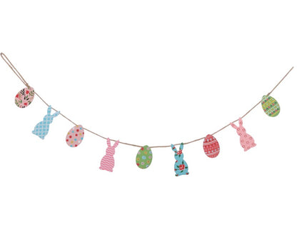 S25001 | Wood Brt Bunny Garland | 2 Asst