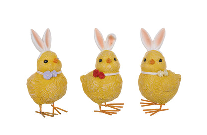 S25071 | Resin Chick w/Bunny Ears | 3 Asst