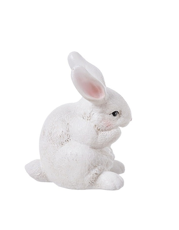 S25119 | Medium  Resin White Bunny | 3 Asst