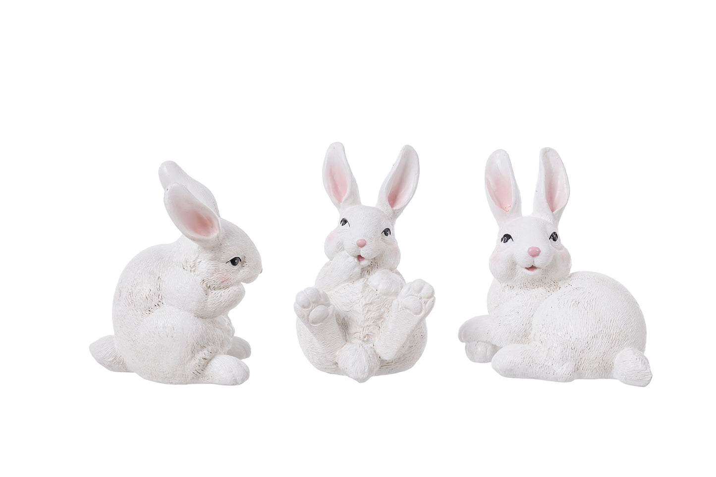 S25119 | Medium  Resin White Bunny | 3 Asst