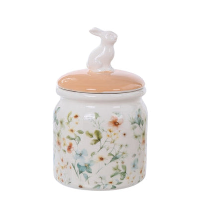 S25158 | Ceramic Elegant Easter Bunny Jar w/Lid | 2 Asst