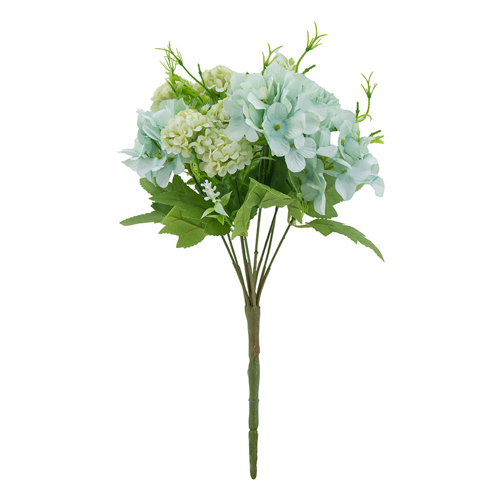 SA10131-MIBL | 12.5" | Hydrangea/Pom Pom Bush x9 | Mint Blue