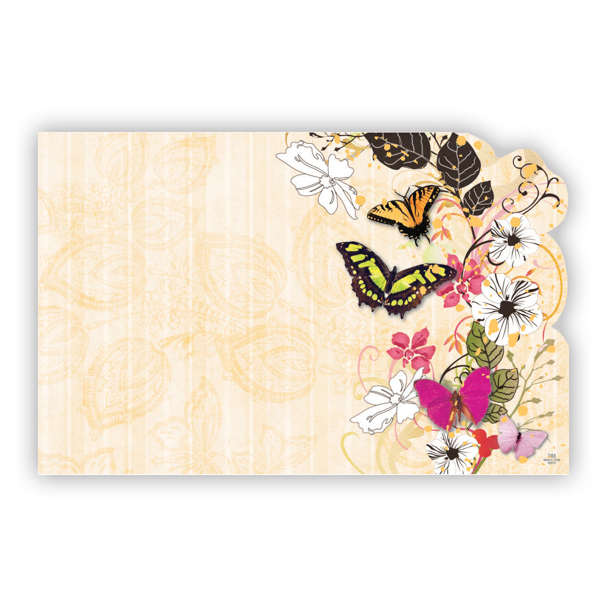 SP0303 | NO SENTIMENT | Flowers, Butterflies, Yellow Lace | 50Cards/Pkg