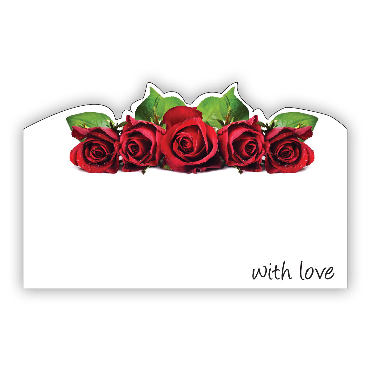 SP0489 | LOVE/VALENTINE'S |  "With Love"- Five Roses Across Top | 50Cards/Pkg