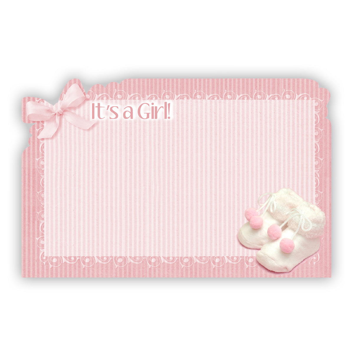 SP0500 | CONGRATULATIONS | "It's a Girl"- Girl Pink Booties | 50Card/Pkg