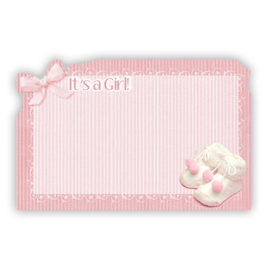 SP0500 | CONGRATULATIONS | "It's a Girl"- Girl Pink Booties | 50Card/Pkg