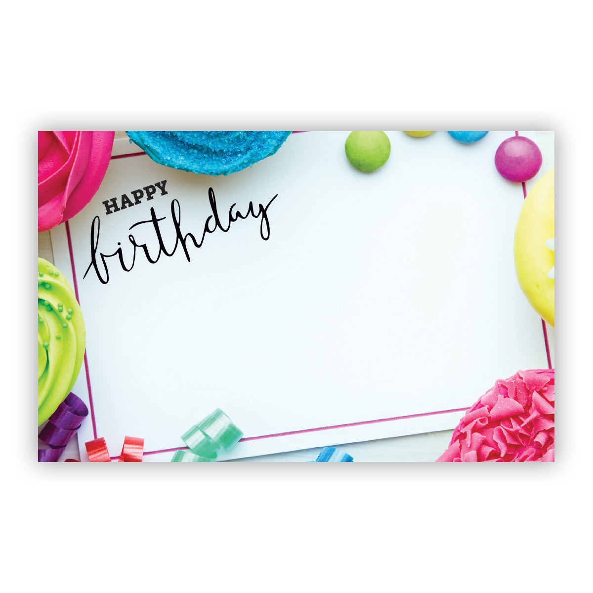 SP0618 | BIRTHDAY | "Happy Birthday" | Sweet Treats Border | 50Cards/Pkg