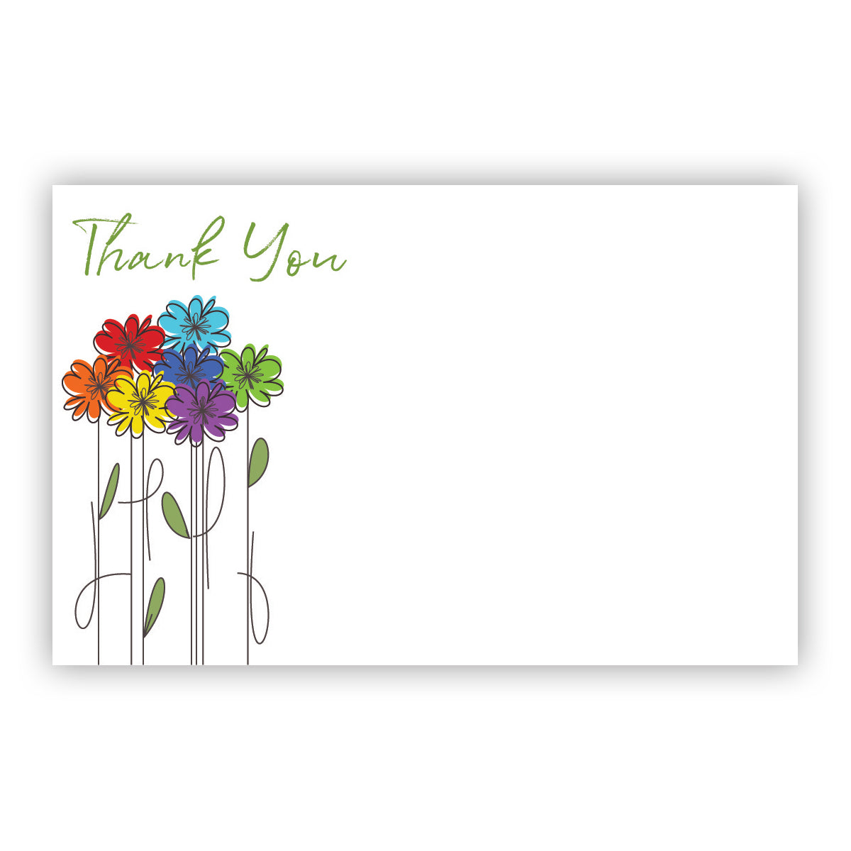 SP0619 | WELL WISHES |"Thank You" | Line-Drawn Flowers | 50Cards/Pkg