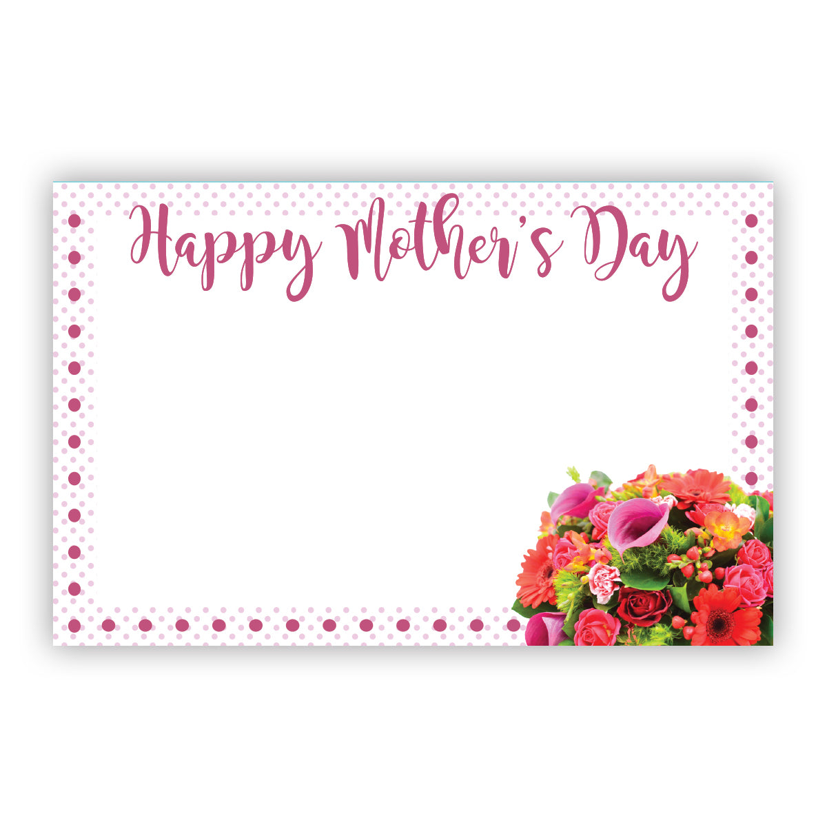 SP0647 | MOTHER'S DAY | "Happy Mother’s Day"- Dotted border bouquet foil | 50Cards/Pkg