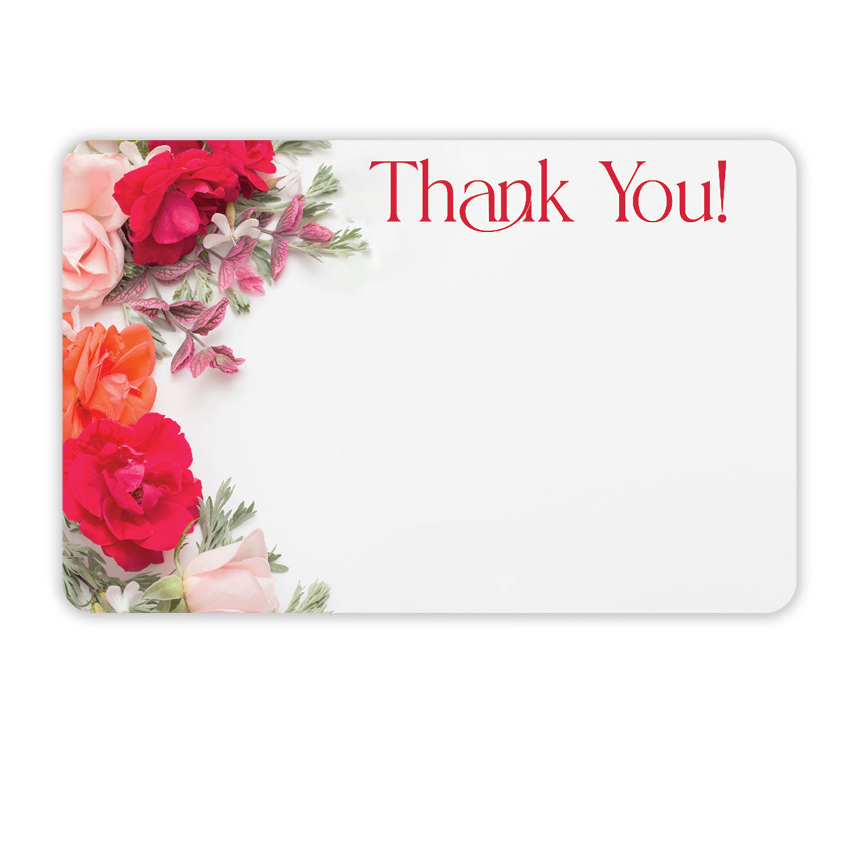 SP0688 | WELL WISHES | Thank You!- Scattered flowers left edge | 50Card/Pkg