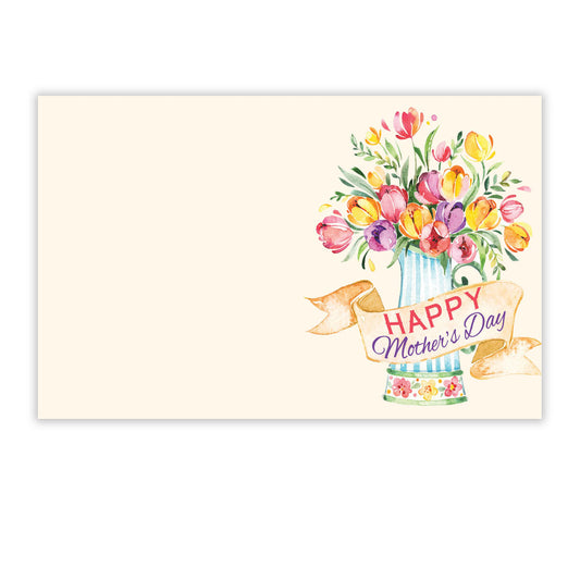 SP0700 | MOTHER'S DAY | "Happy Mother’s Day"- Spring Flowers in Vase w/Ribbon | 50Cards/Pkg