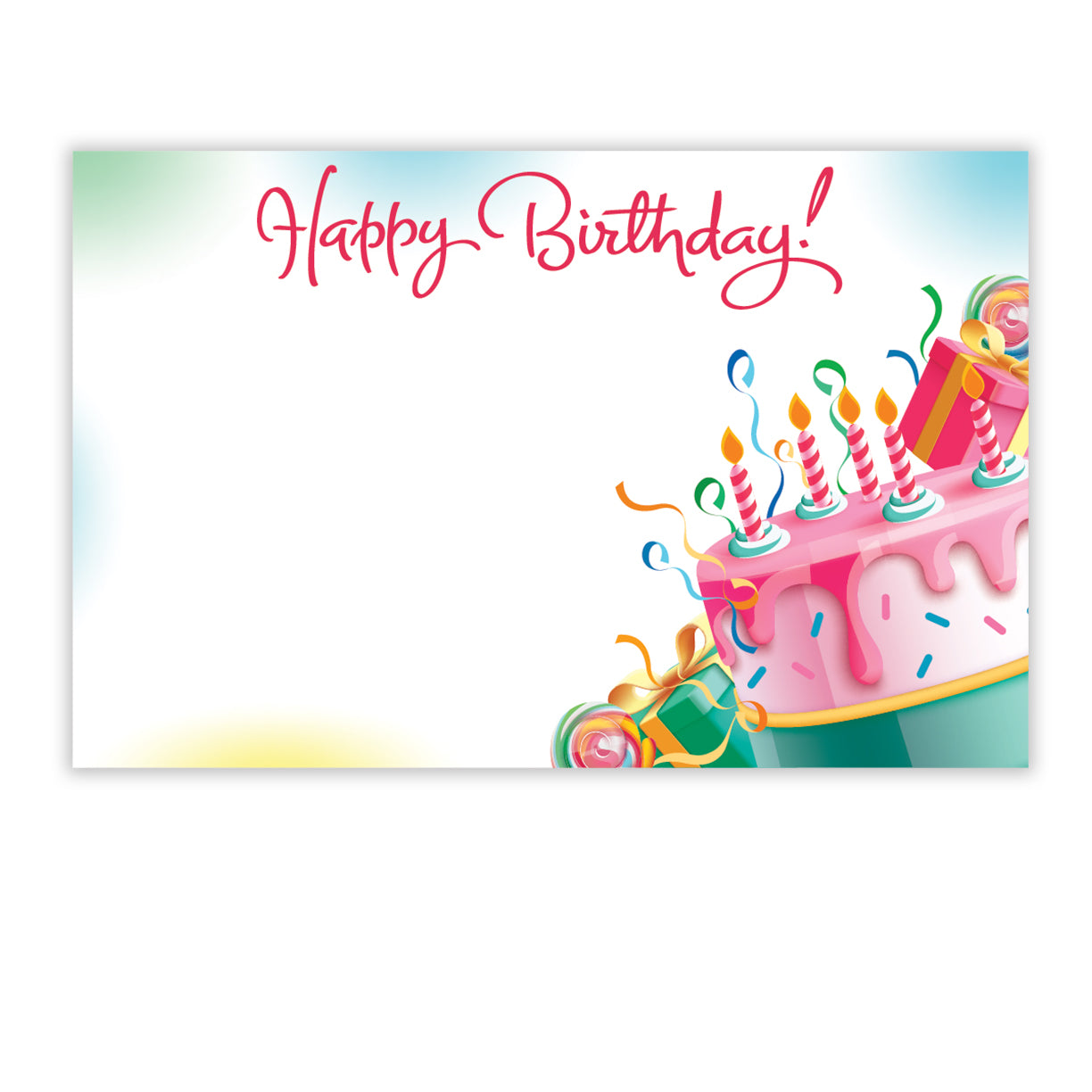 SP0706 | BIRTHDAY | "Happy Birthday" | Vibrant Cake w/Candles | 50Cards/Pkg
