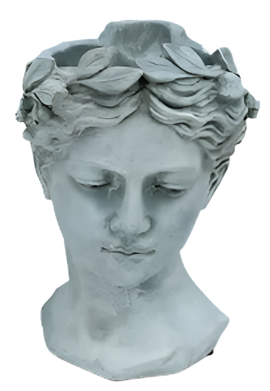 52886 | 11"H | CEMENT LADY HEAD PLANTER