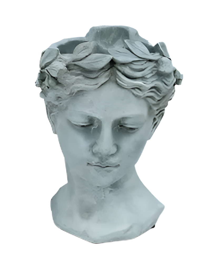 52885 | 8"H | CEMENT LADY HEAD PLANTER