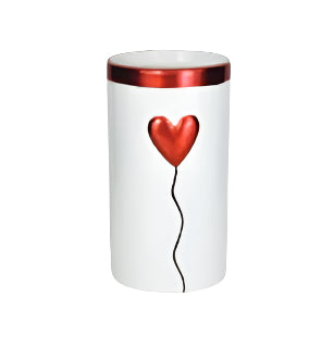 C54555 | 6"T | White Ceramic Heart Balloon Vase