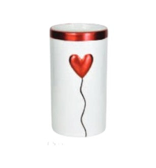 C54555 | 6"T | WHITE CERAMIC HEART BALOON VASE