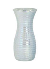 G369 | 8"T | ROUND IRIDESCENT LINE DESIGN VASE | CASE OF 12