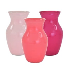 G3871 | 8"T | 3 ASSORTED SHADES PINK ROUND VASE | CASE OF 12