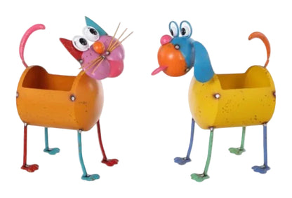 T25038 | METAL BRT CAT/DOG PLANTER | 2 ASSORTED