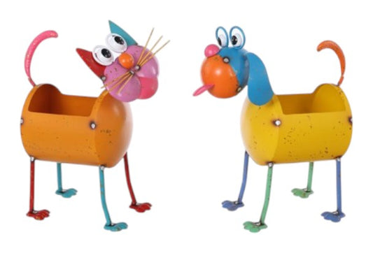 T25038 | METAL BRT CAT/DOG PLANTER | 2 ASSORTED
