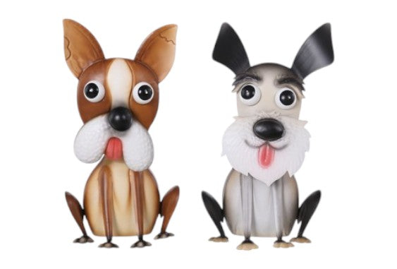 T25040 | LARGE METAL BROWN/GRAY DOG | 2 ASSORTED