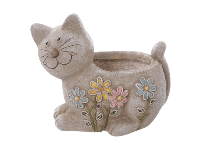 T25239 | MGO TAN/BLUE FLOWER CAT CONTAINER